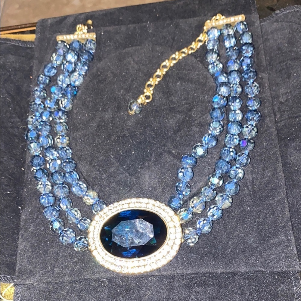 Heidi Daus Elegant Crystal Blue and Gold Women's Necklace